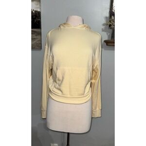 Monrow buttery yellow hoodie lightweight sweatshirt kangaroo pocket Small womens